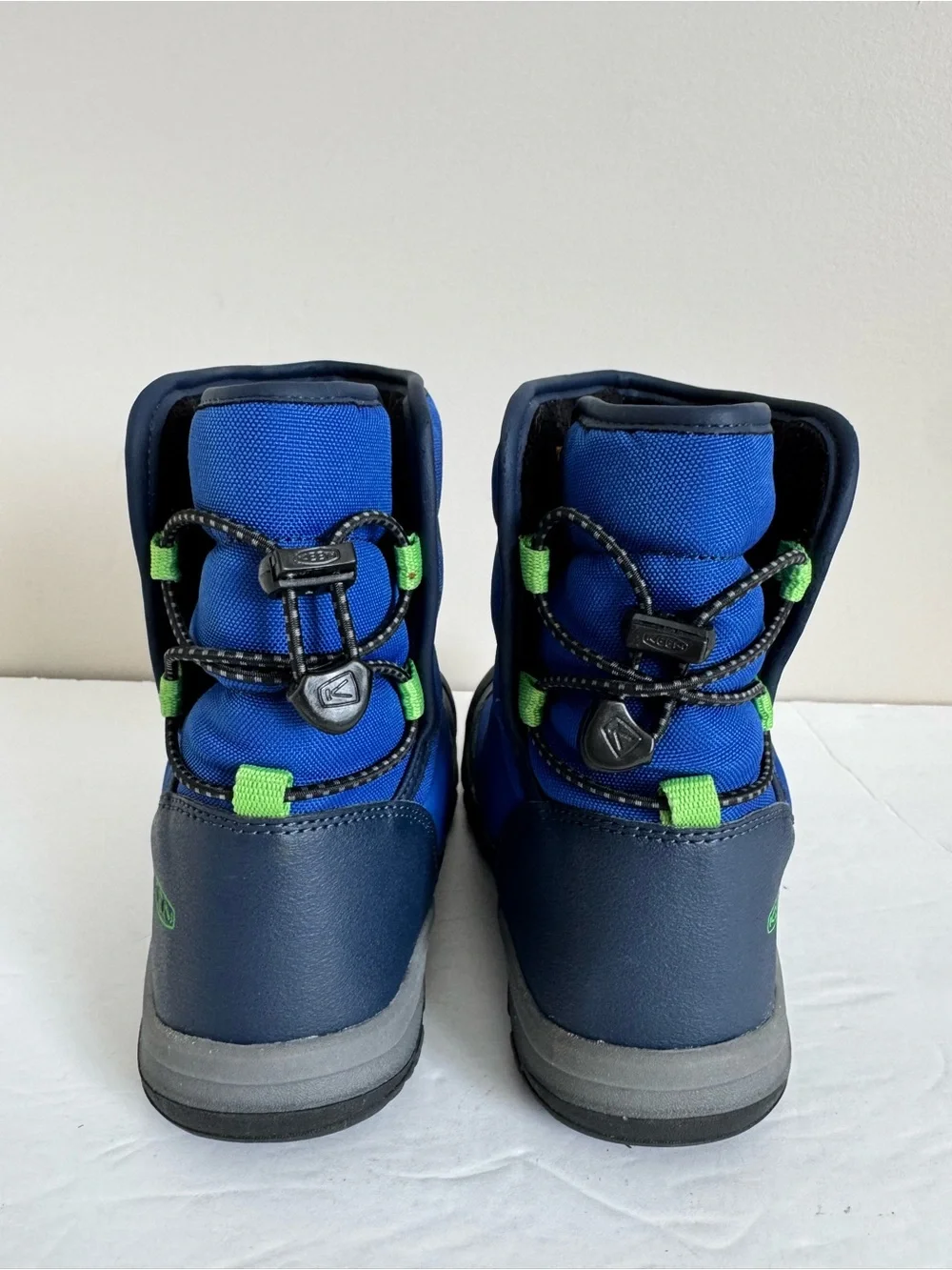 KEEN Puffrider Boys Waterproof Insulated Easy-On Snow Boots Naval/Surf US 1